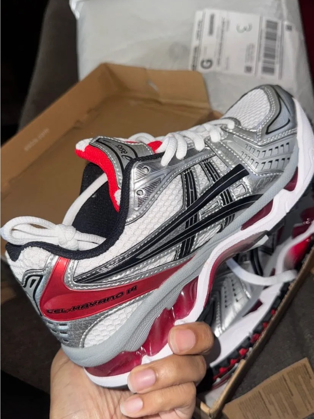 Asics Silver White Red Men's Running Sneakers